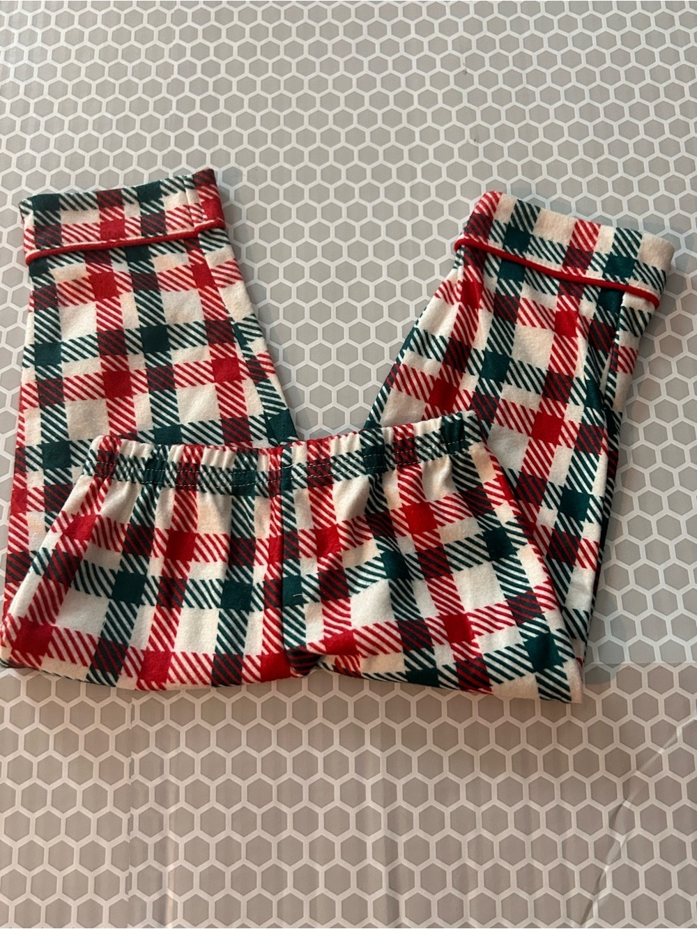 BearPaw Red Green Cream Plaid Fleece Pajama Set w Bear Patch on Pocket Size 18M - Picture 6 of 7